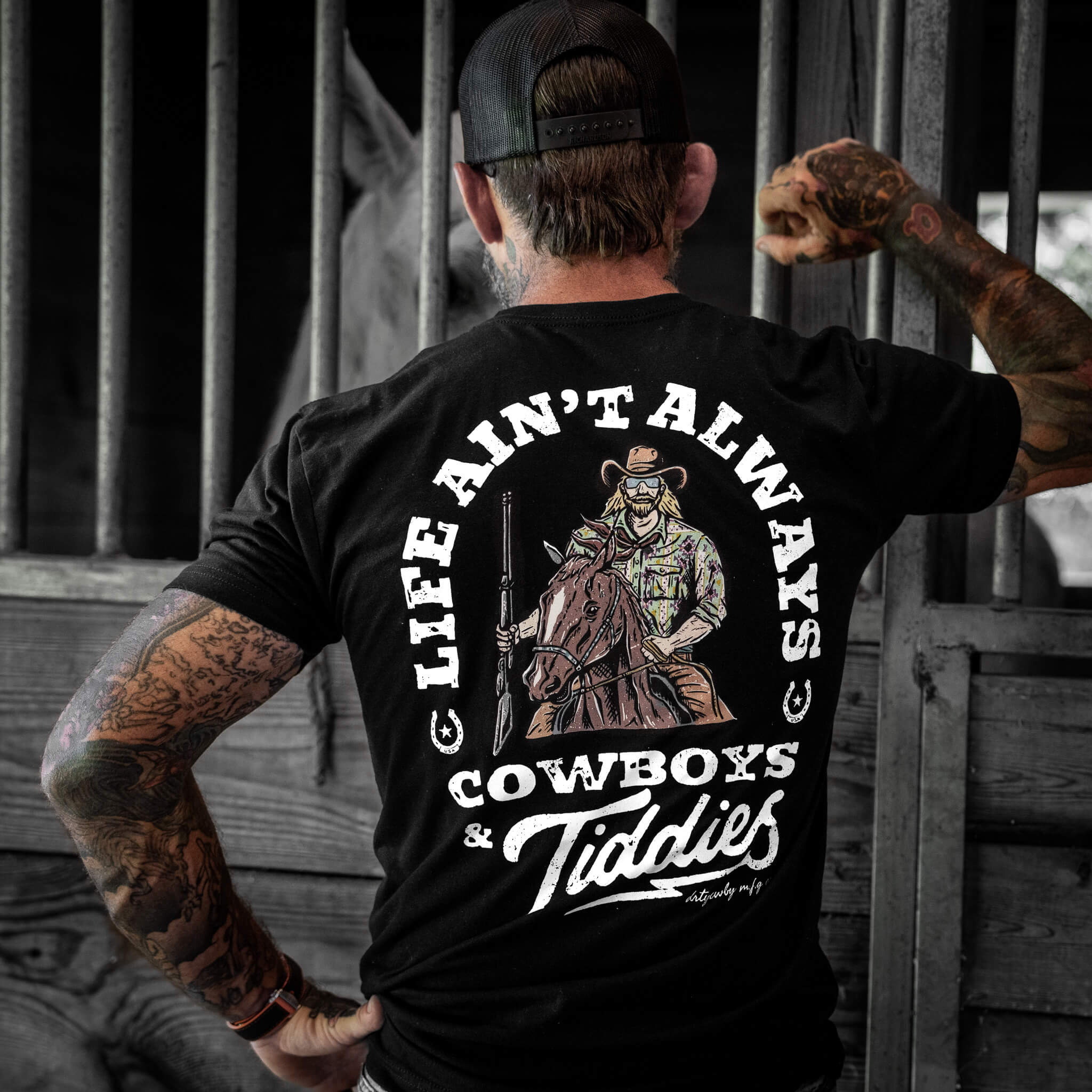 Life Ain't Always Cowboy's and Titties Men's T-Shirt - DIRTY COWBOY MFG #color_black