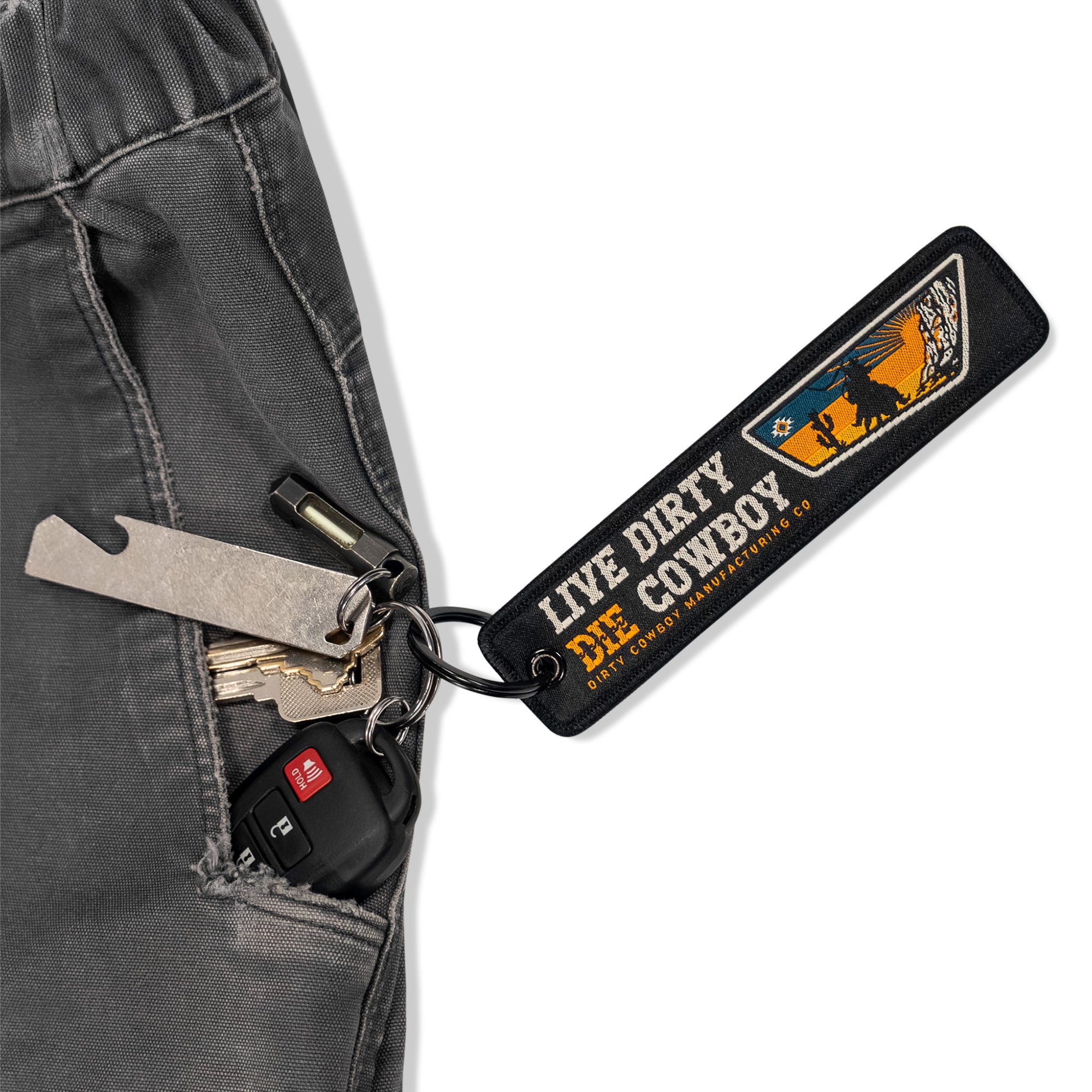 Live Dirty. Die Cowboy. Flight Keychain - DIRTY COWBOY MFG