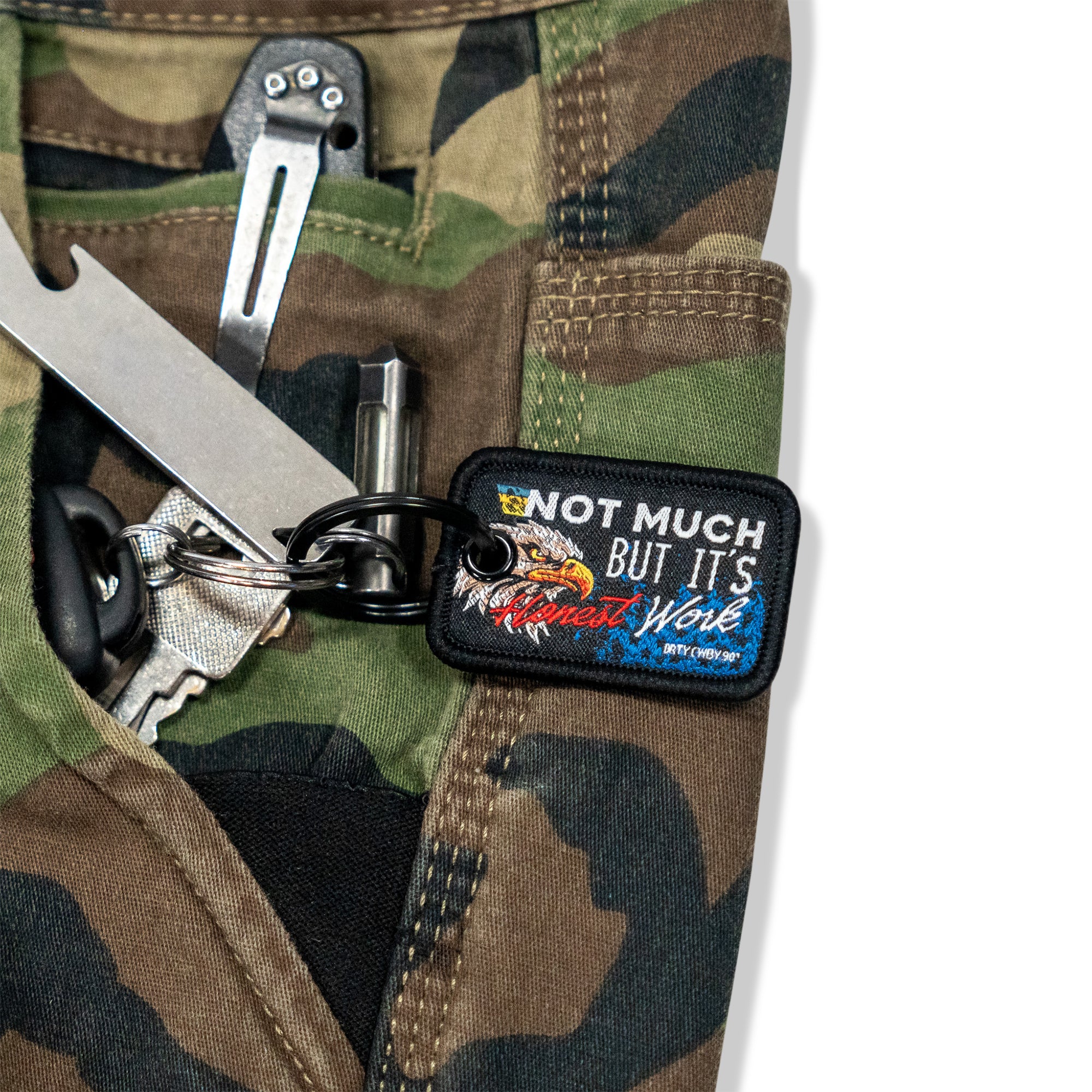 Not Much But It's Honest Work Mini Flight Tag Keychain - DIRTY COWBOY MFG