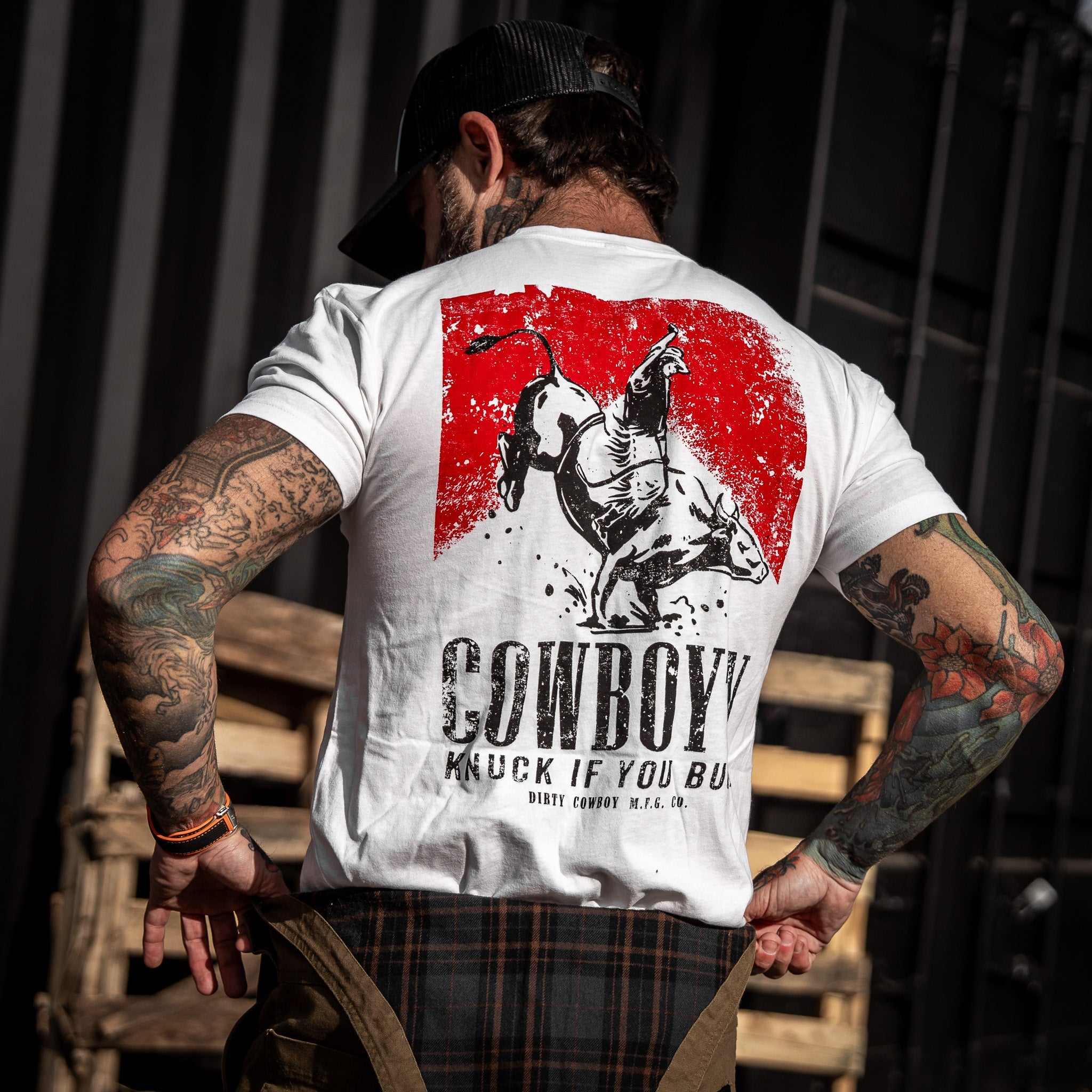 Cowboy'n | Knuck If You Buck Men's T-Shirt - DIRTY COWBOY MFG #color_white