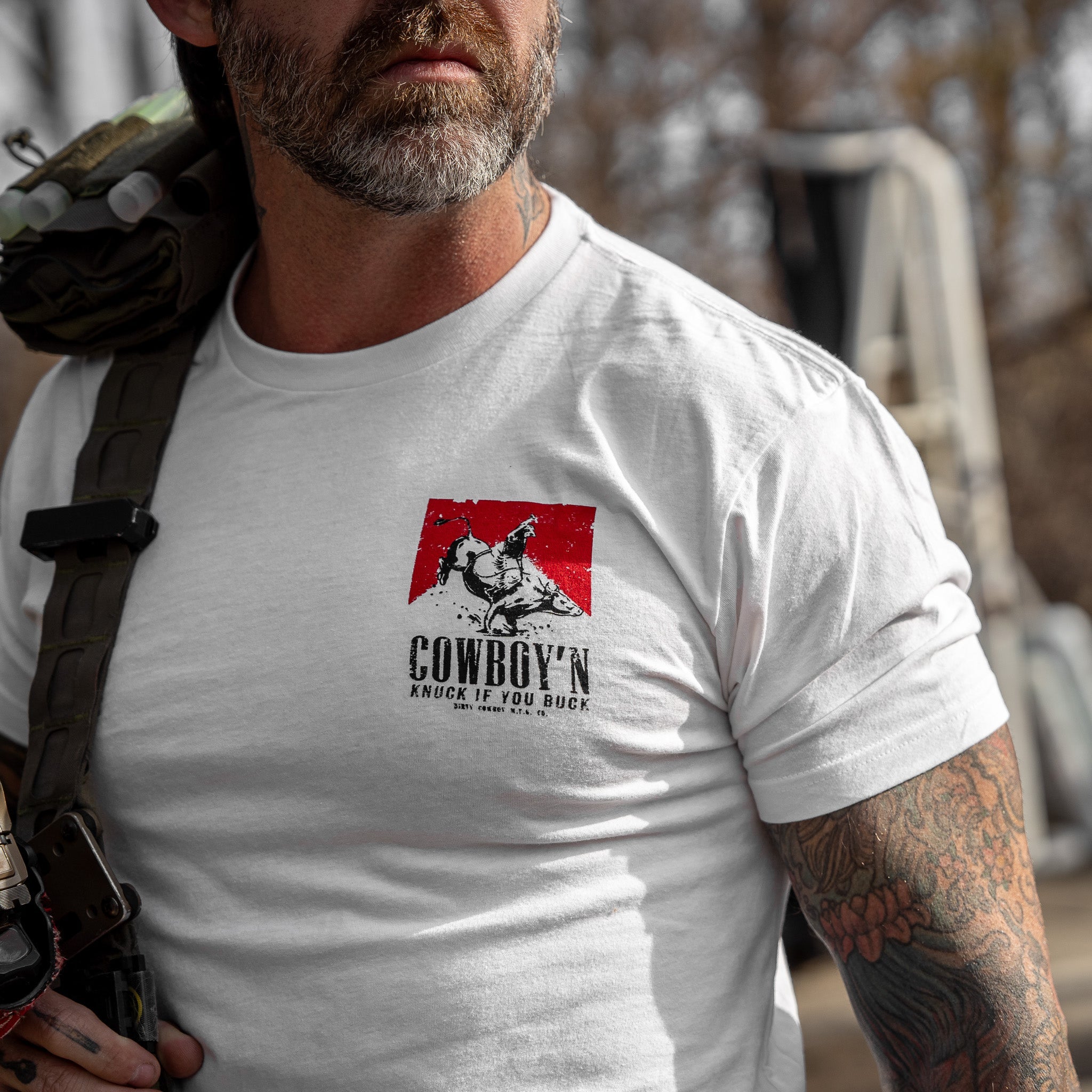 Cowboy'n | Knuck If You Buck Men's T-Shirt - DIRTY COWBOY MFG #color_white