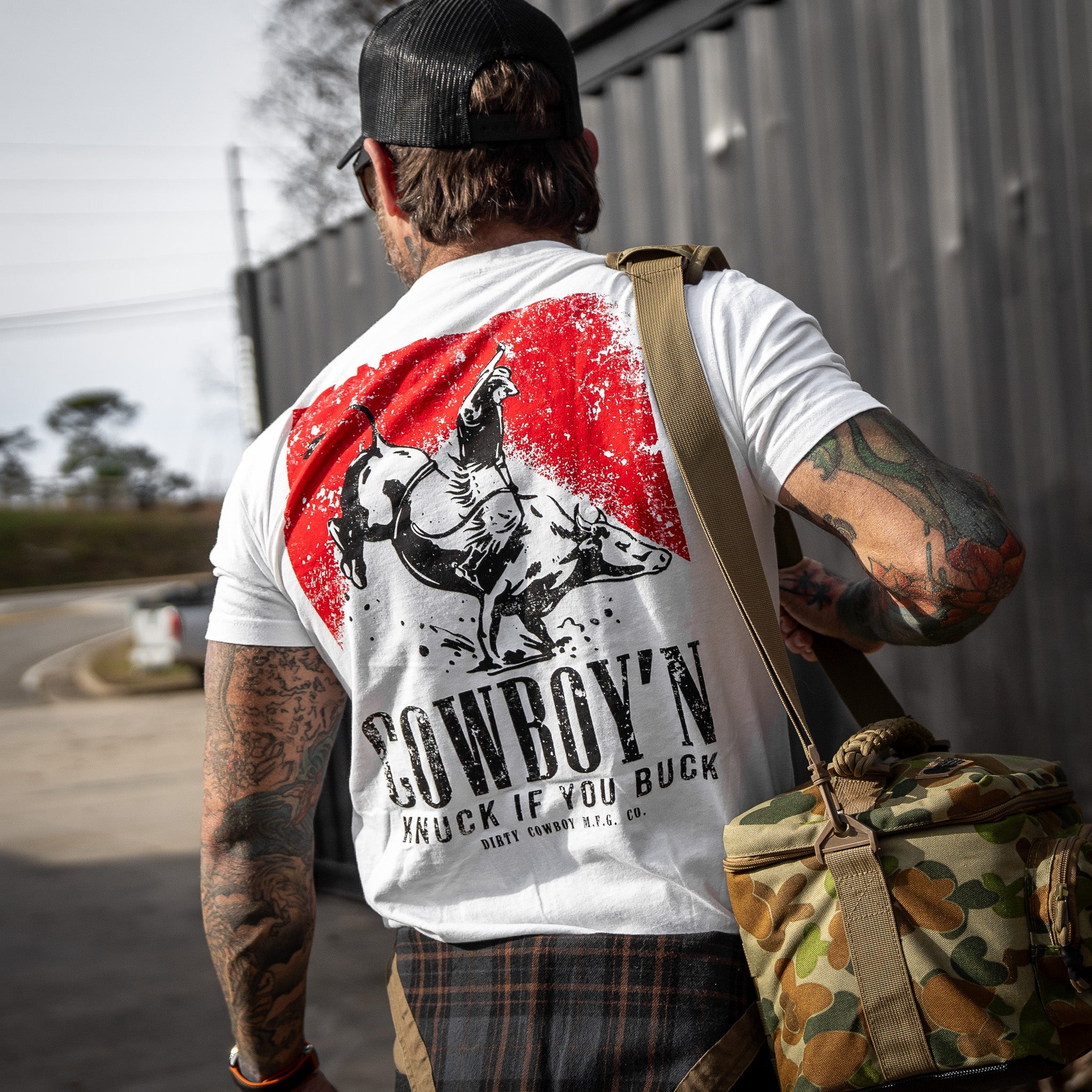 Cowboy'n | Knuck If You Buck Men's T-Shirt - DIRTY COWBOY MFG #color_white