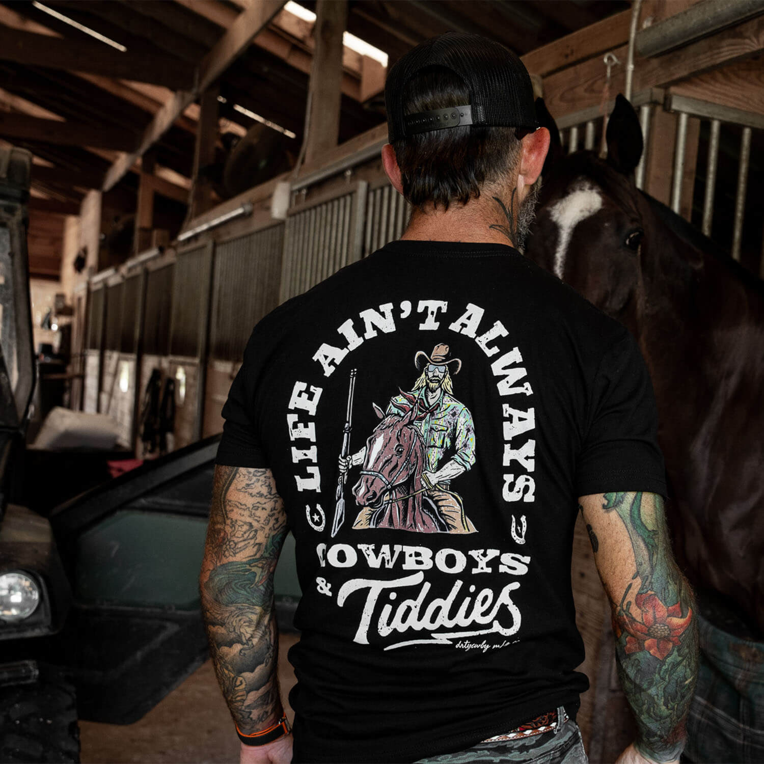 Life Ain't Always Cowboy's and Titties Men's T-Shirt - DIRTY COWBOY MFG #color_black