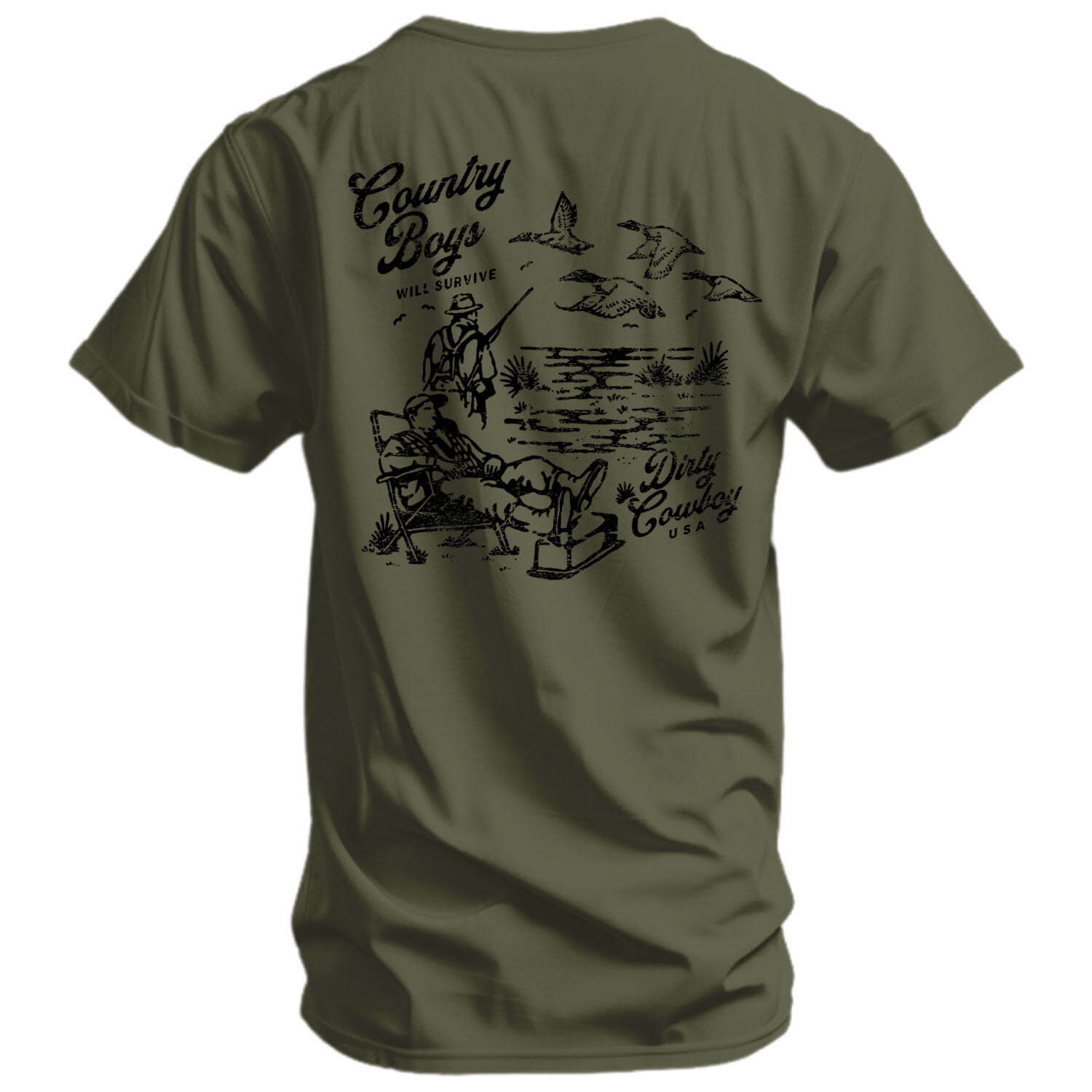 Country Boy's Will Survive Men's T-Shirt - DIRTY COWBOY MFG
#color_military-green