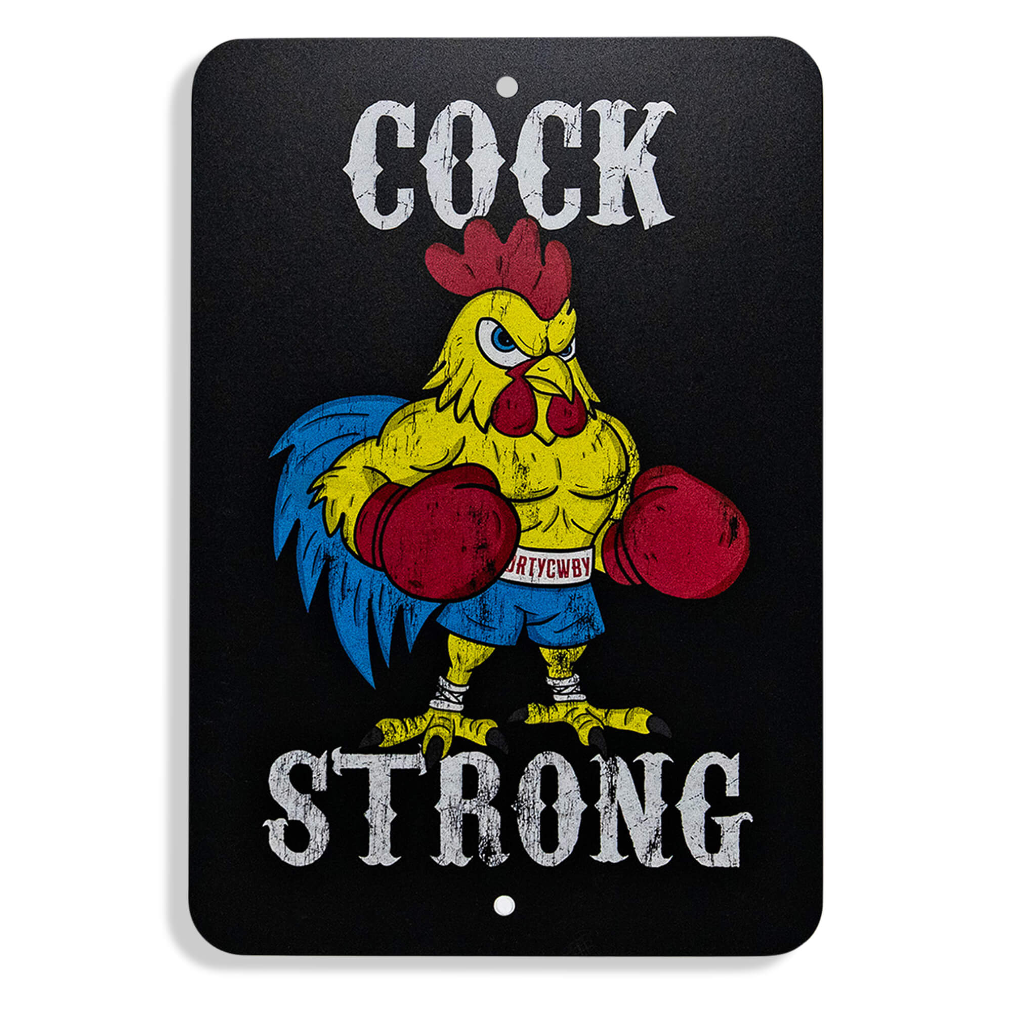Cock Strong Boxing Chicken Wall Mounted Metal Sign