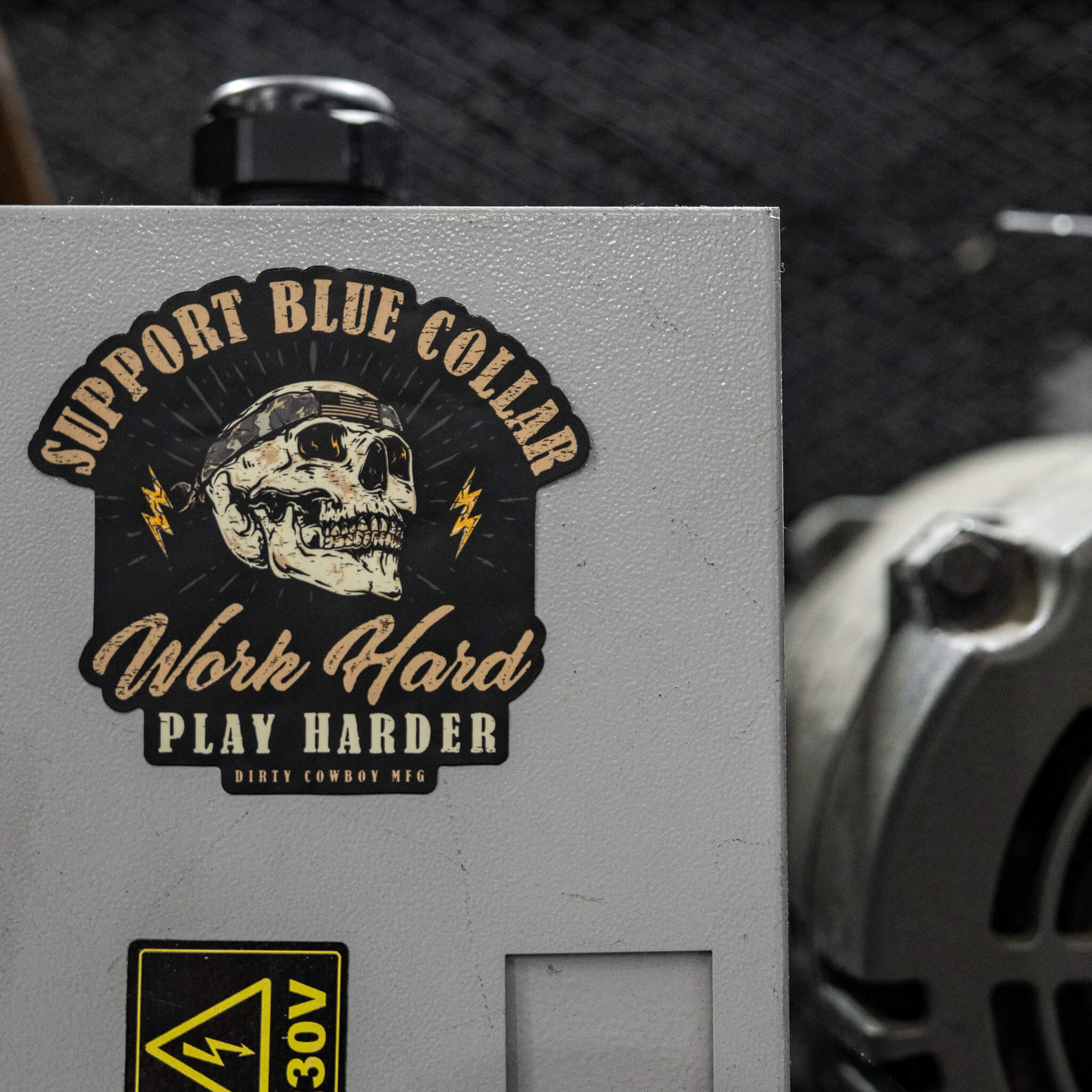 Work Hard Play Harder Blue Collar Decal - DIRTY COWBOY MFG