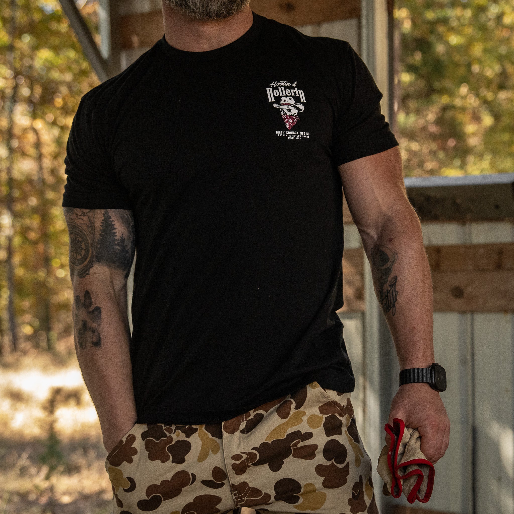 Hootin' And Hollern' Men's T-Shirt - DIRTY COWBOY MFG #color_black