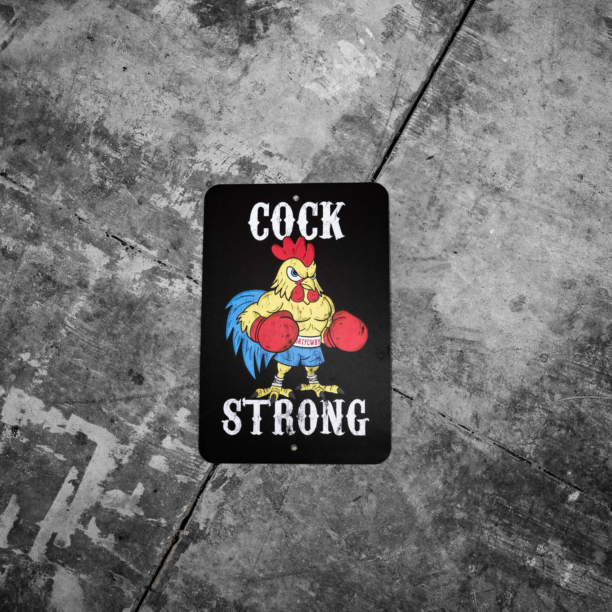 Cock Strong Boxing Chicken Wall Mounted Metal Sign