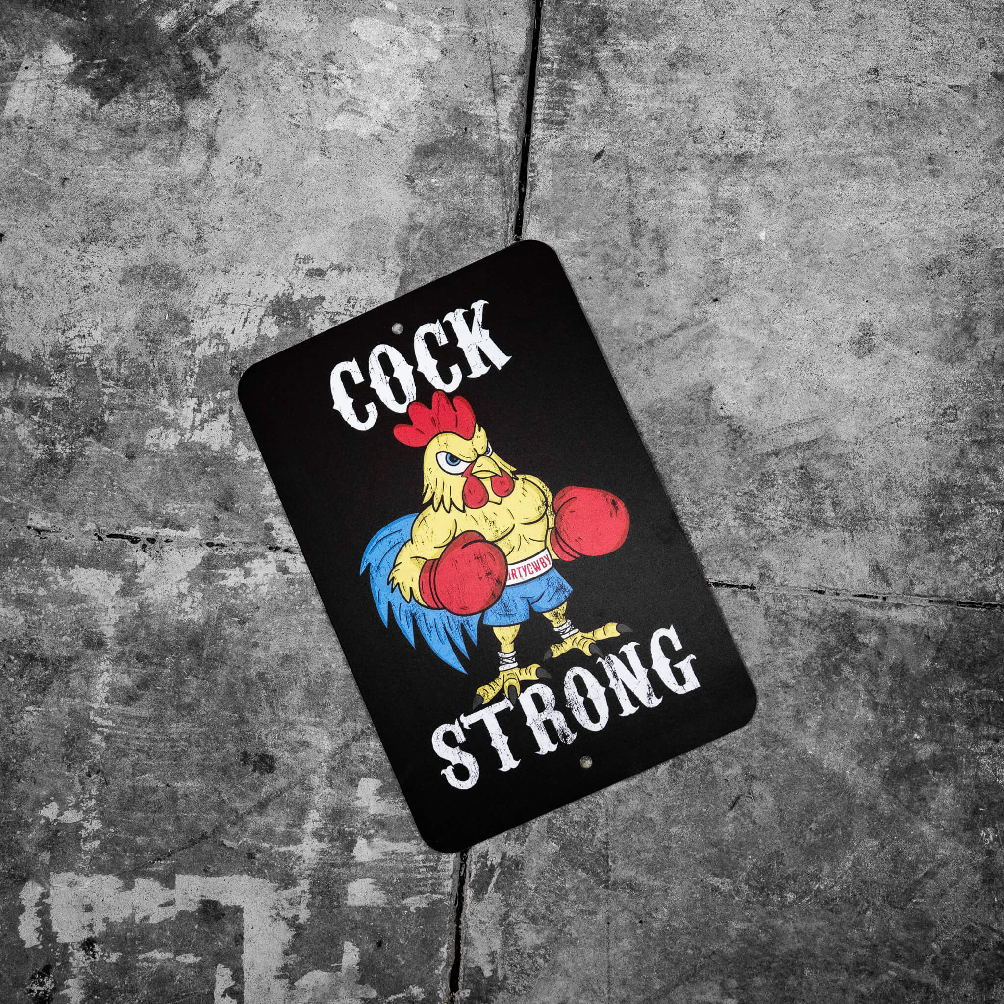 Cock Strong Boxing Chicken Wall Mounted Metal Sign