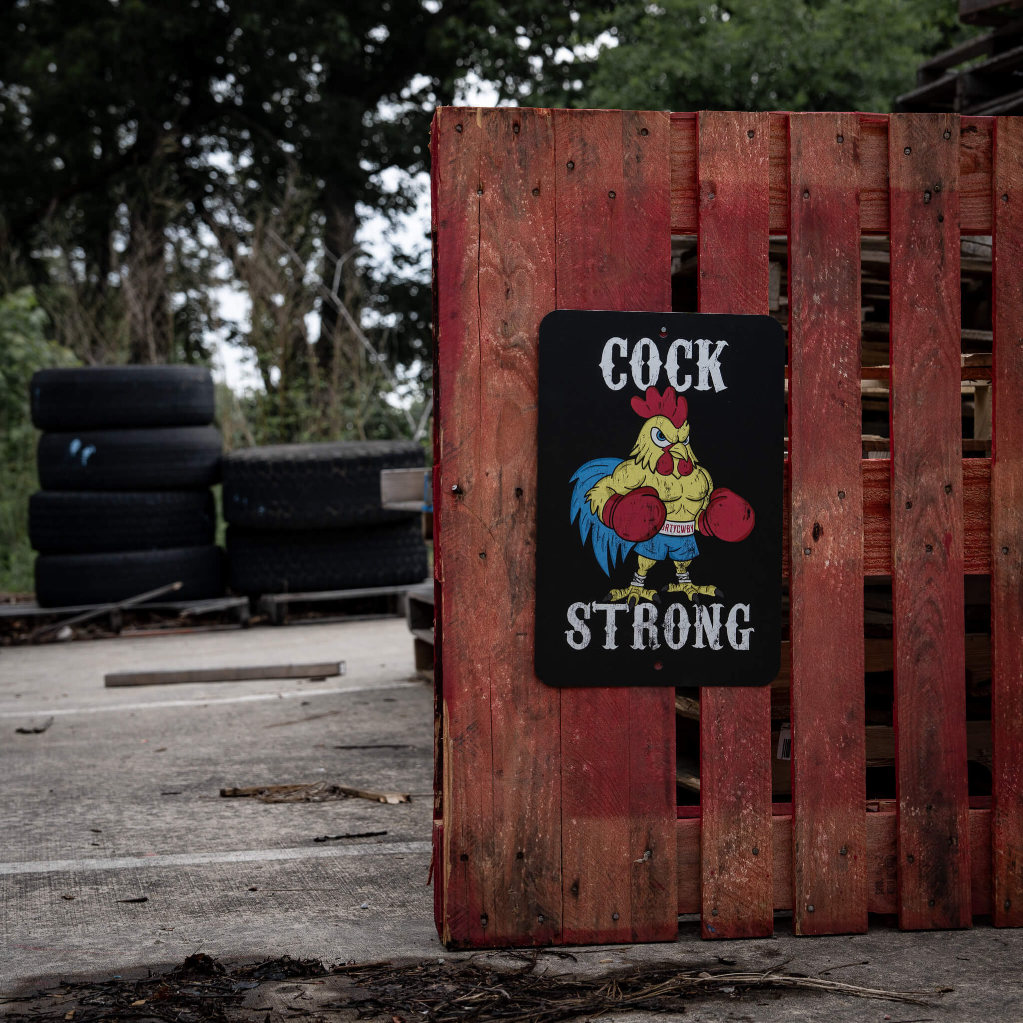 Cock Strong Boxing Chicken Wall Mounted Metal Sign