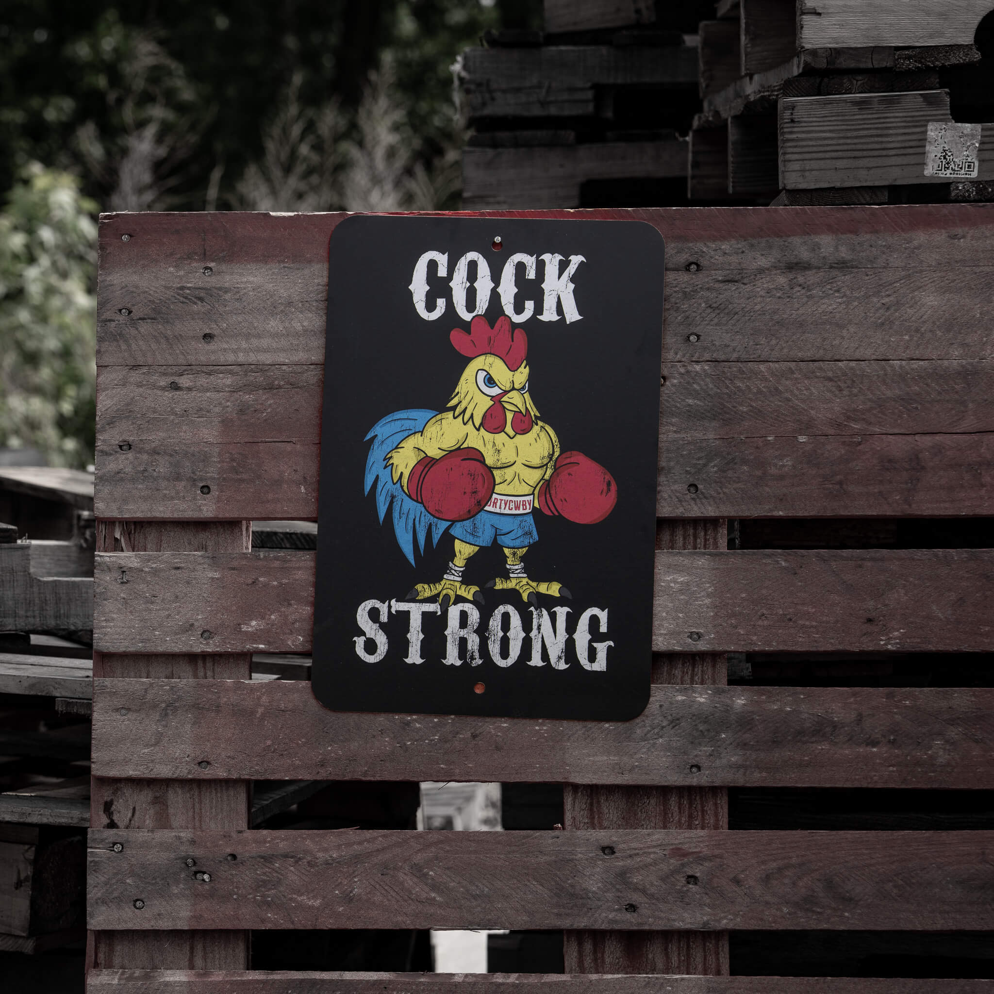 Cock Strong Boxing Chicken Wall Mounted Metal Sign