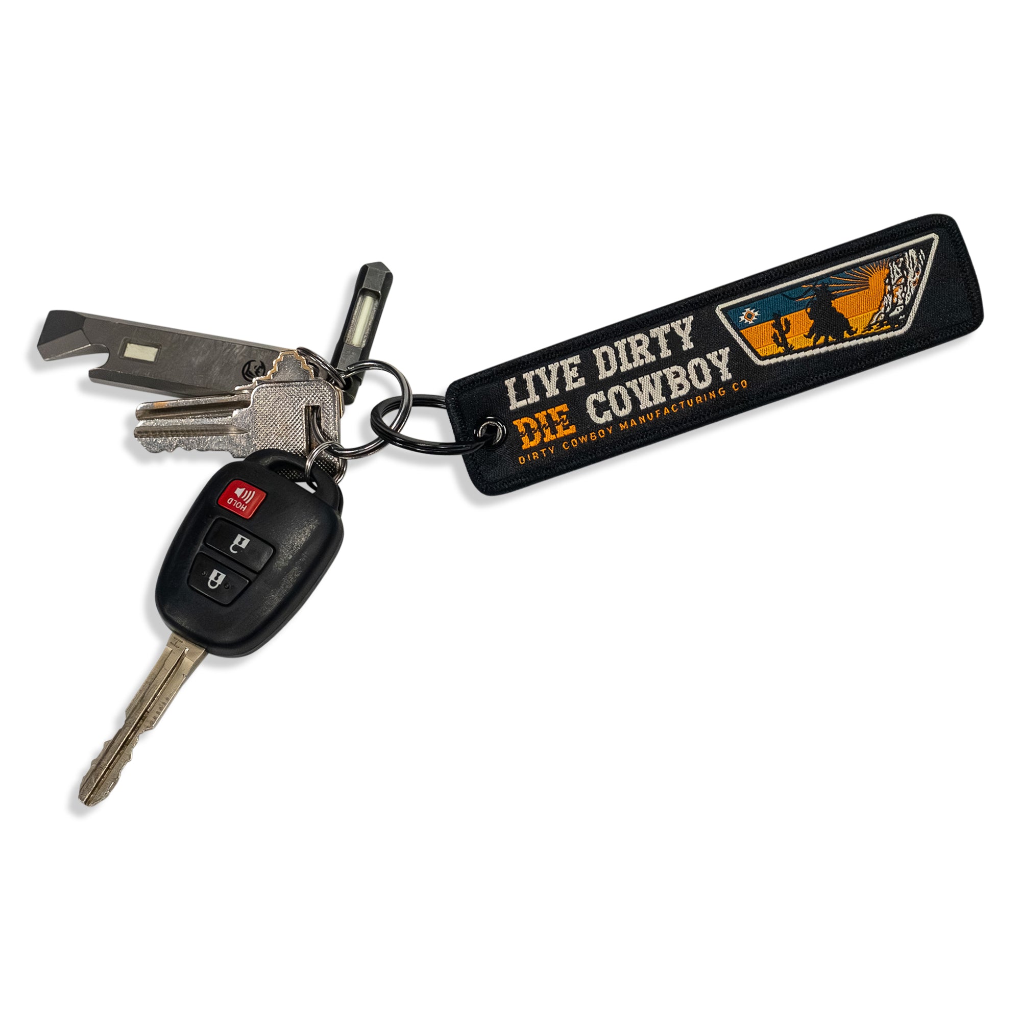 Live Dirty. Die Cowboy. Flight Keychain - DIRTY COWBOY MFG