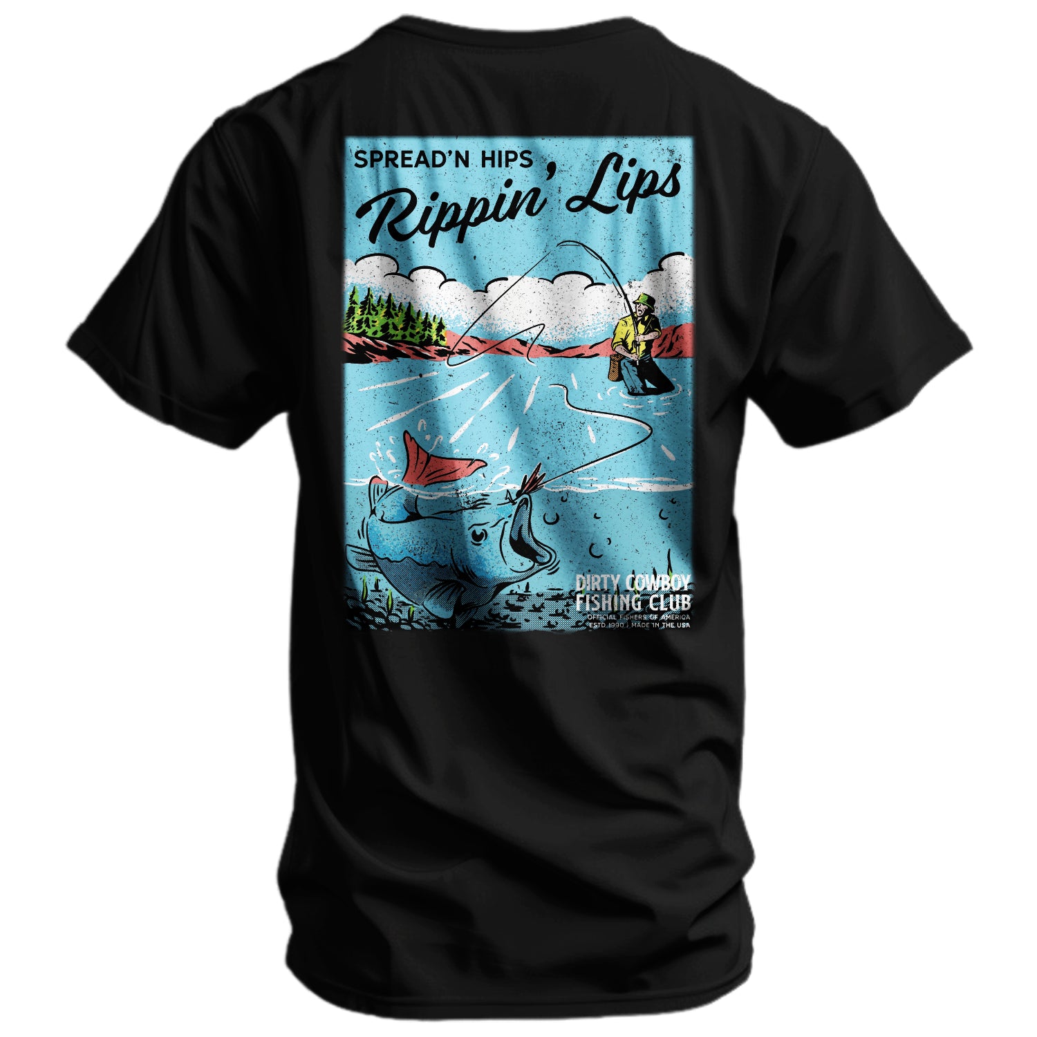 Spreadin' Hips & Rippin' Lips Fishing Club Men's T-Shirt | DIRTY COWBOY MFG